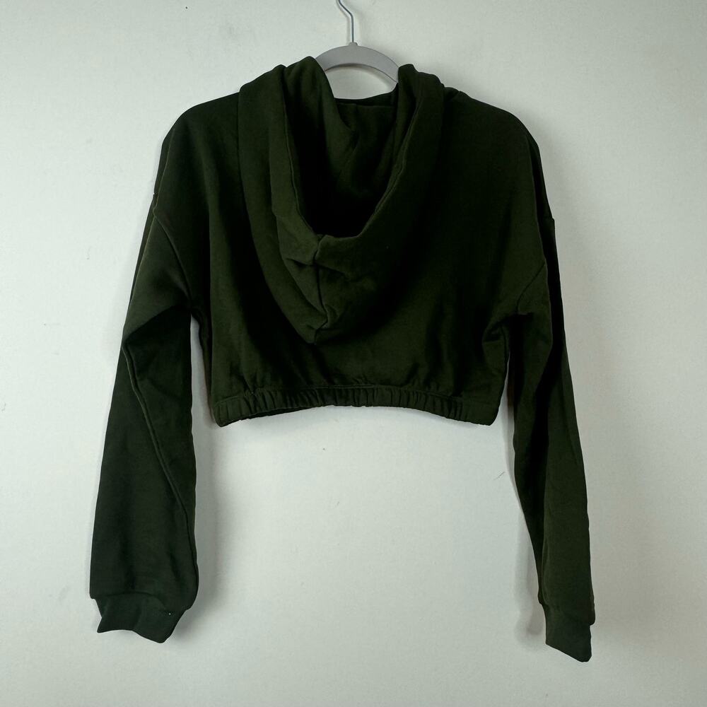 Naked Wardrobe French Terry Crop Hoodie - Olive Green NWOT Size Medium - Picture 5 of 8
